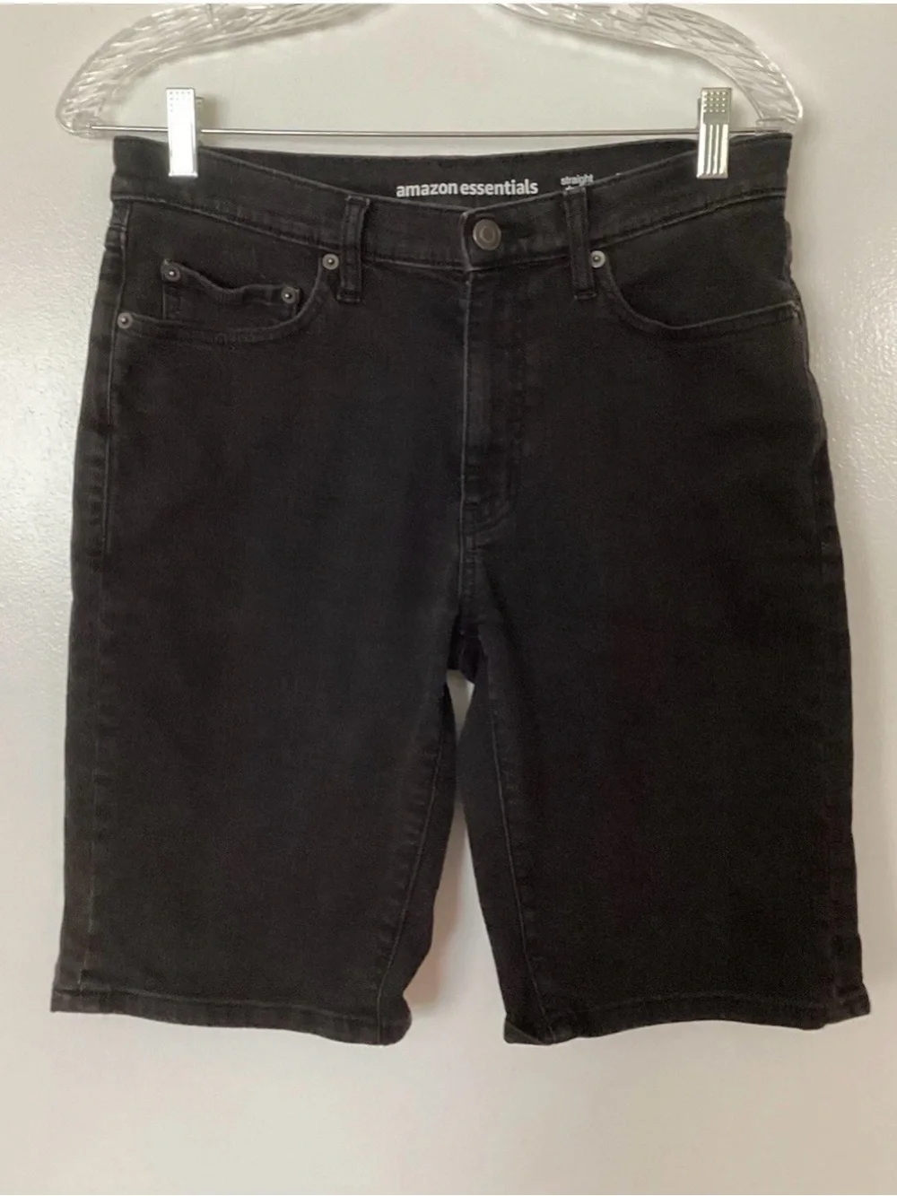 Amazon Essentials Men's Black Straight Denim Shorts